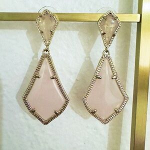 Kendra Scott Alexa Earrings Rose Quartz & Yellow Gold Drop Earrings